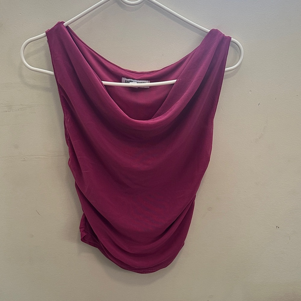 Steve Madden Fuchsia Drape Neck Tank Top